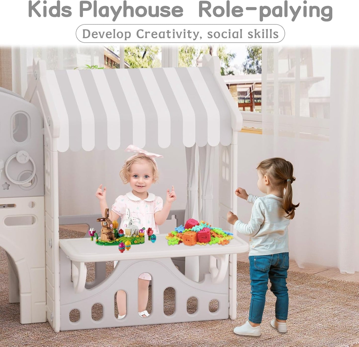 Toddler Slide with Playhouse Indoor Slide for Toddlers 1-3 Kids