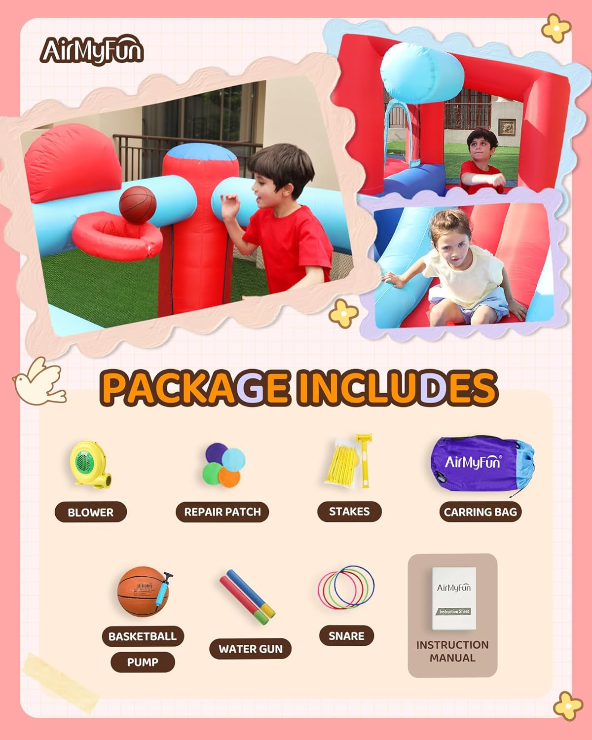 Inflatable Bounce House with Slide, Jumping Castle with