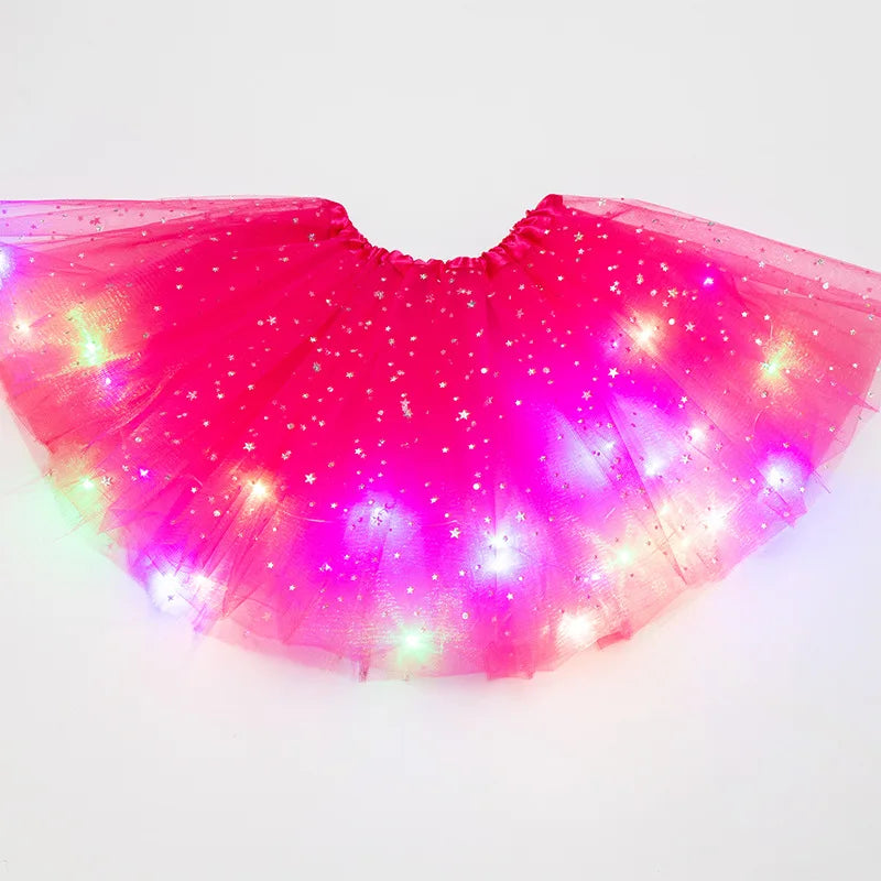 LED Glowing Light Kids Girls Princess Tutu Skirts