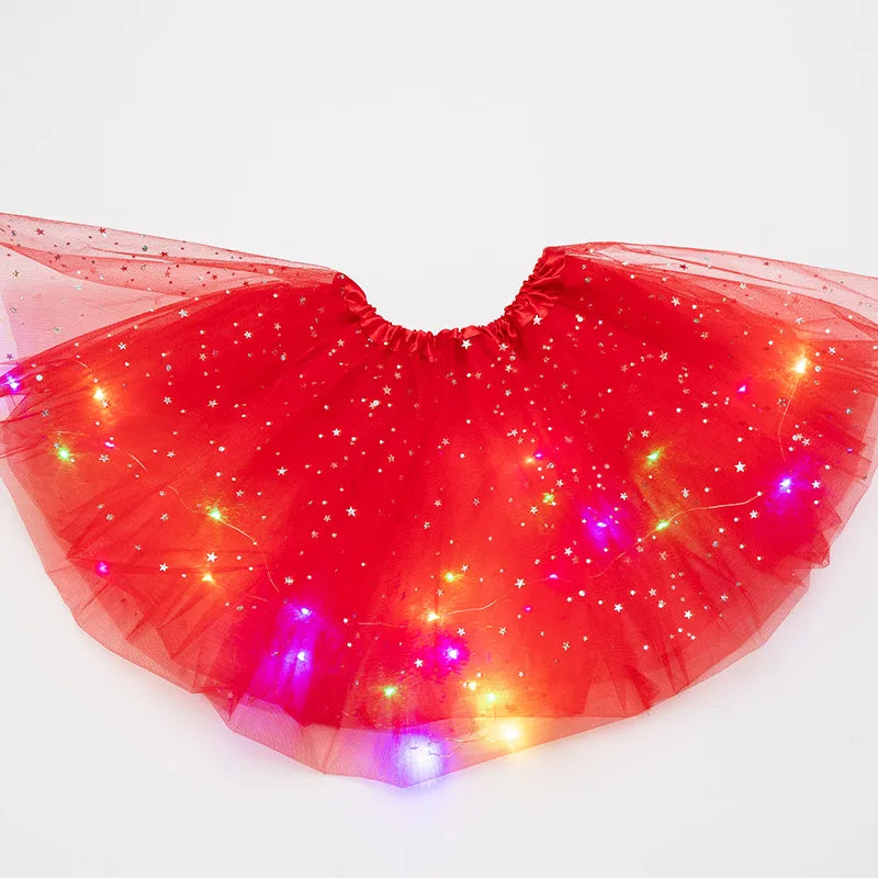 LED Glowing Light Kids Girls Princess Tutu Skirts