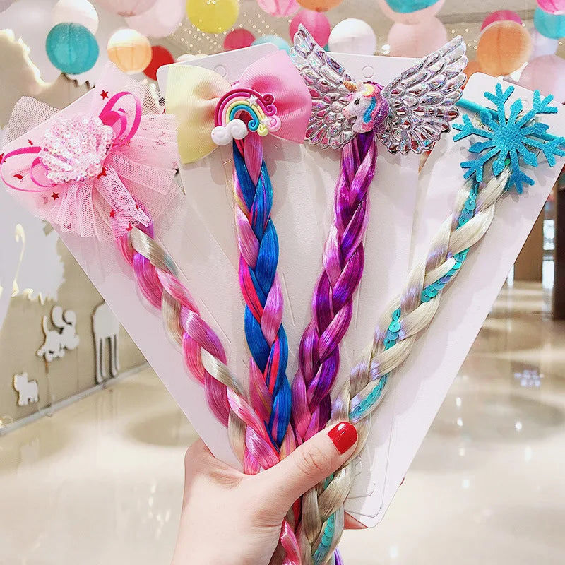 Princess Braid Unicorn Rainbow Braided Wigs for Dress up