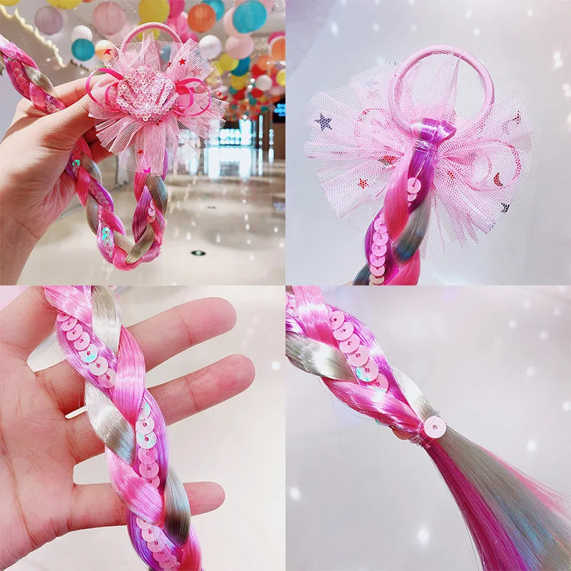 Princess Braid Unicorn Rainbow Braided Wigs for Dress up