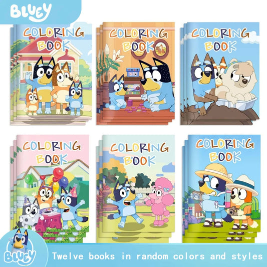 Animated Bluey Bluey Color Diy Coloring Book Party Cartoon Color Graffiti Book Painting Book Children's Toy Gifts