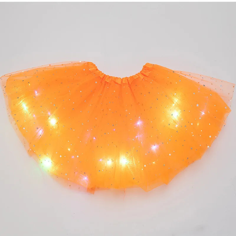 LED Glowing Light Kids Girls Princess Tutu Skirts