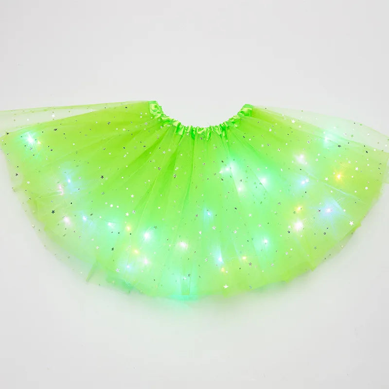 LED Glowing Light Kids Girls Princess Tutu Skirts