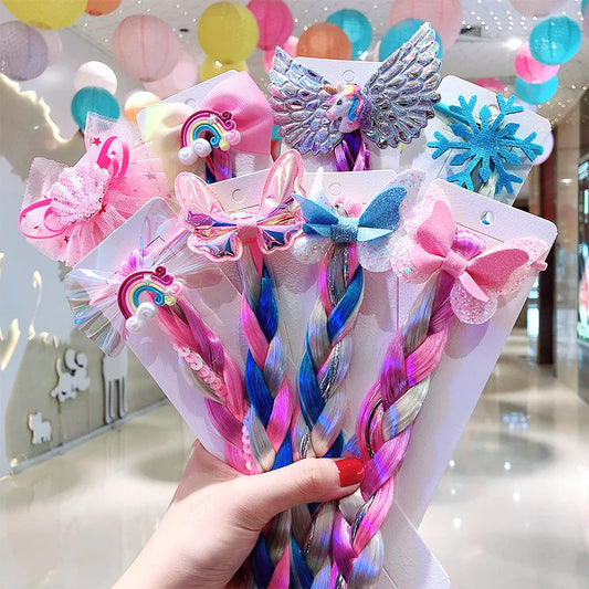 Princess Braid Unicorn Rainbow Braided Wigs for Dress up