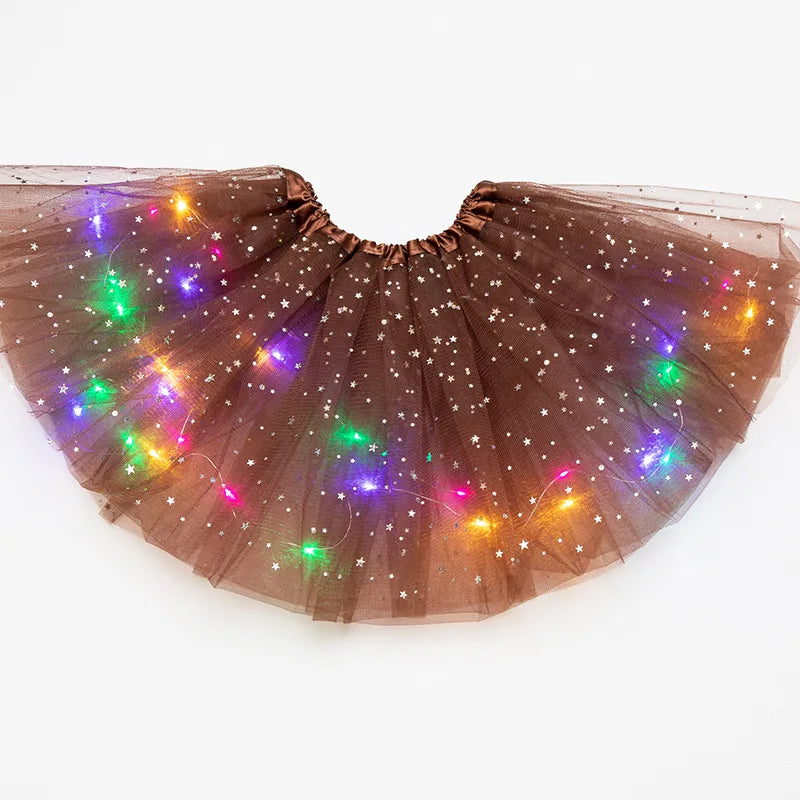 LED Glowing Light Kids Girls Princess Tutu Skirts