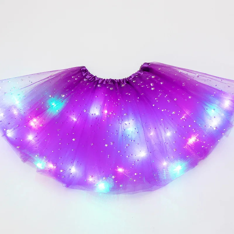 LED Glowing Light Kids Girls Princess Tutu Skirts