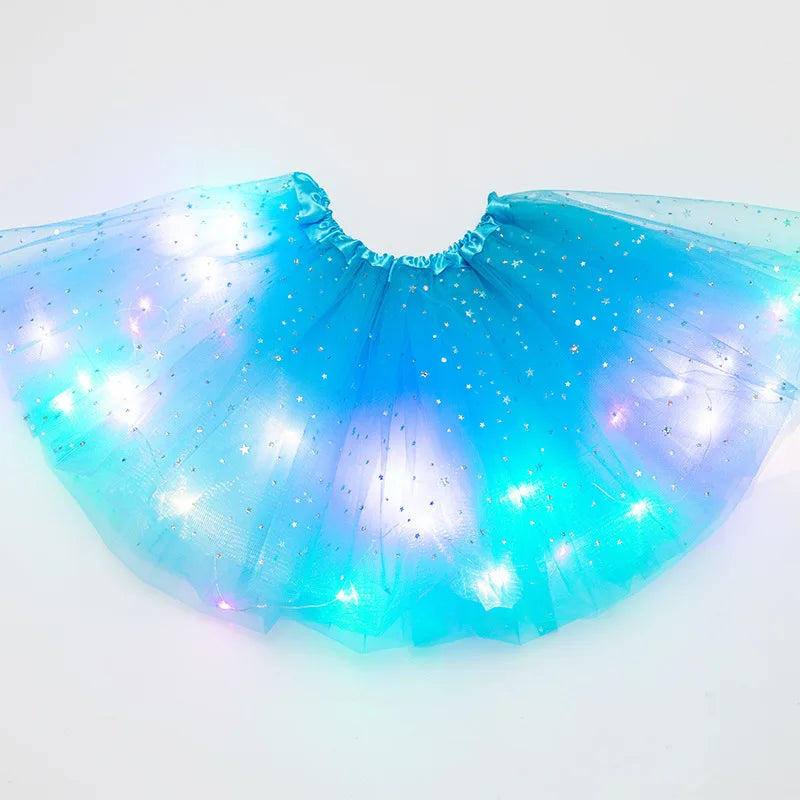 LED Glowing Light Kids Girls Princess Tutu Skirts