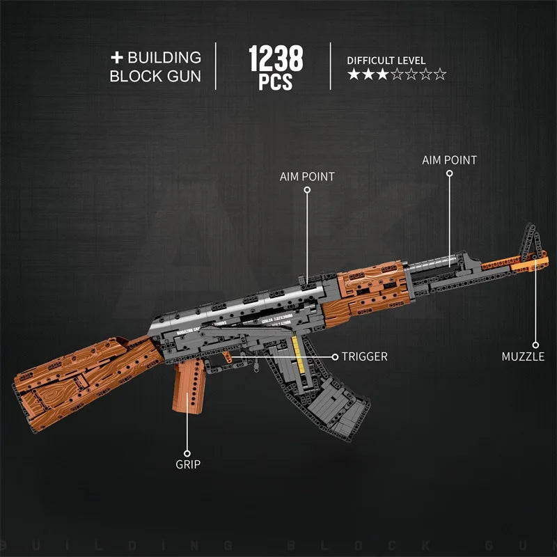 AK47 Assault Rifle Model Building Blocks