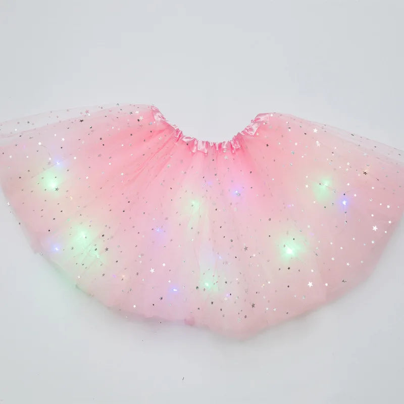 LED Glowing Light Kids Girls Princess Tutu Skirts