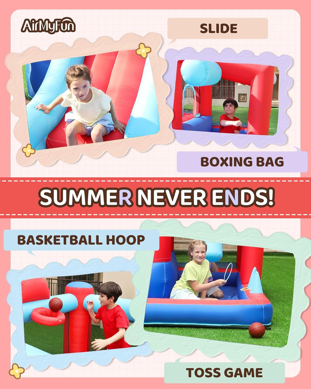 Inflatable Bounce House with Slide, Jumping Castle with