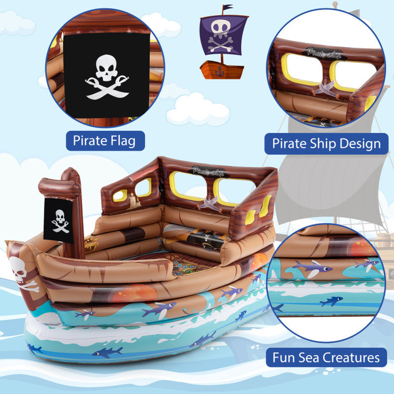 Inflatable Pirate Ship Playhouse with Built-In Motor and Inflatable