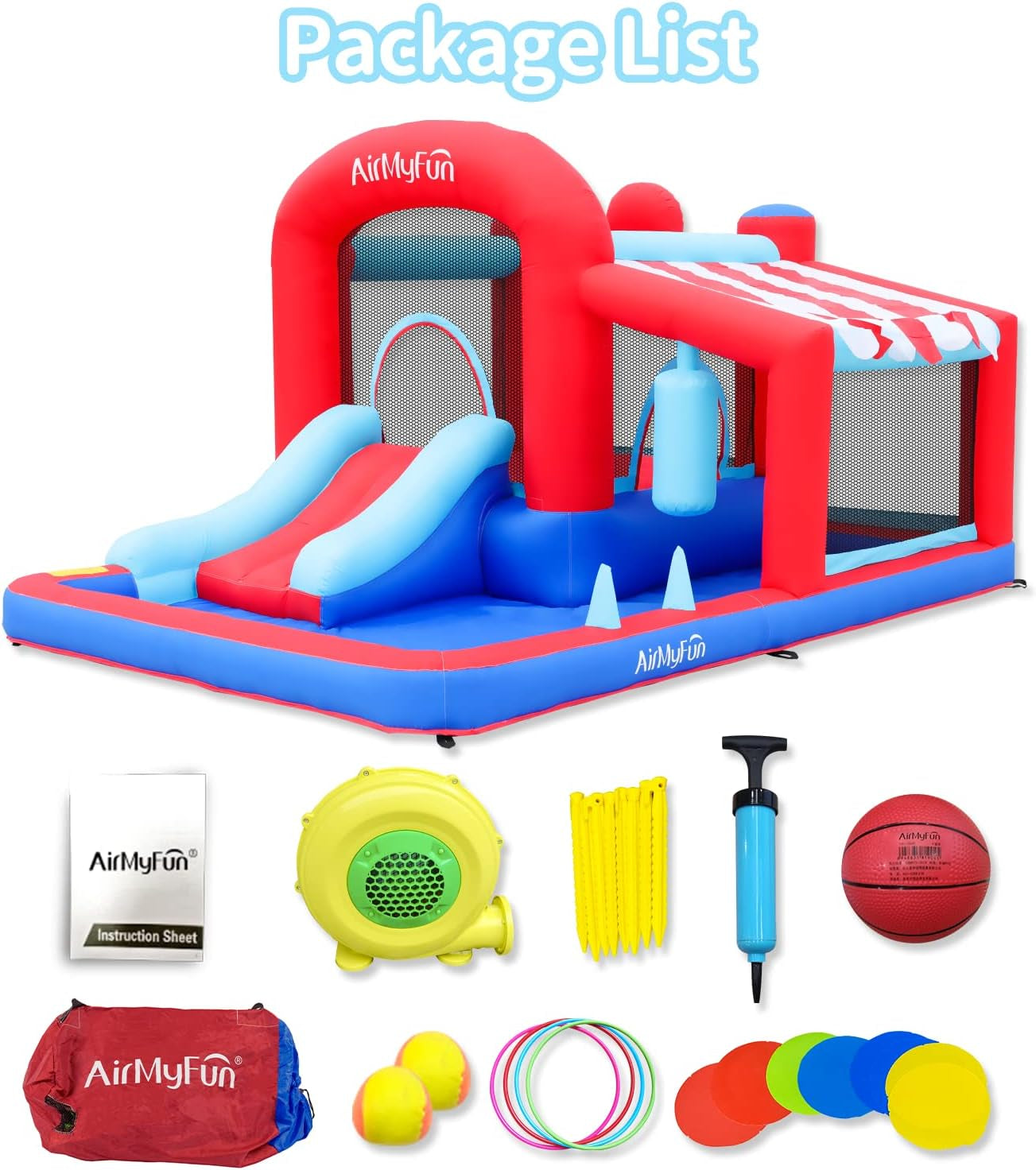 Inflatable Bounce House with Slide, Jumping Castle with