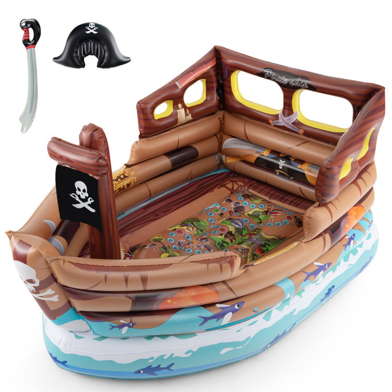 Inflatable Pirate Ship Playhouse with Built-In Motor and Inflatable