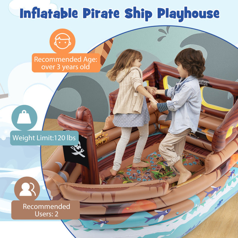 Inflatable Pirate Ship Playhouse with Built-In Motor and Inflatable